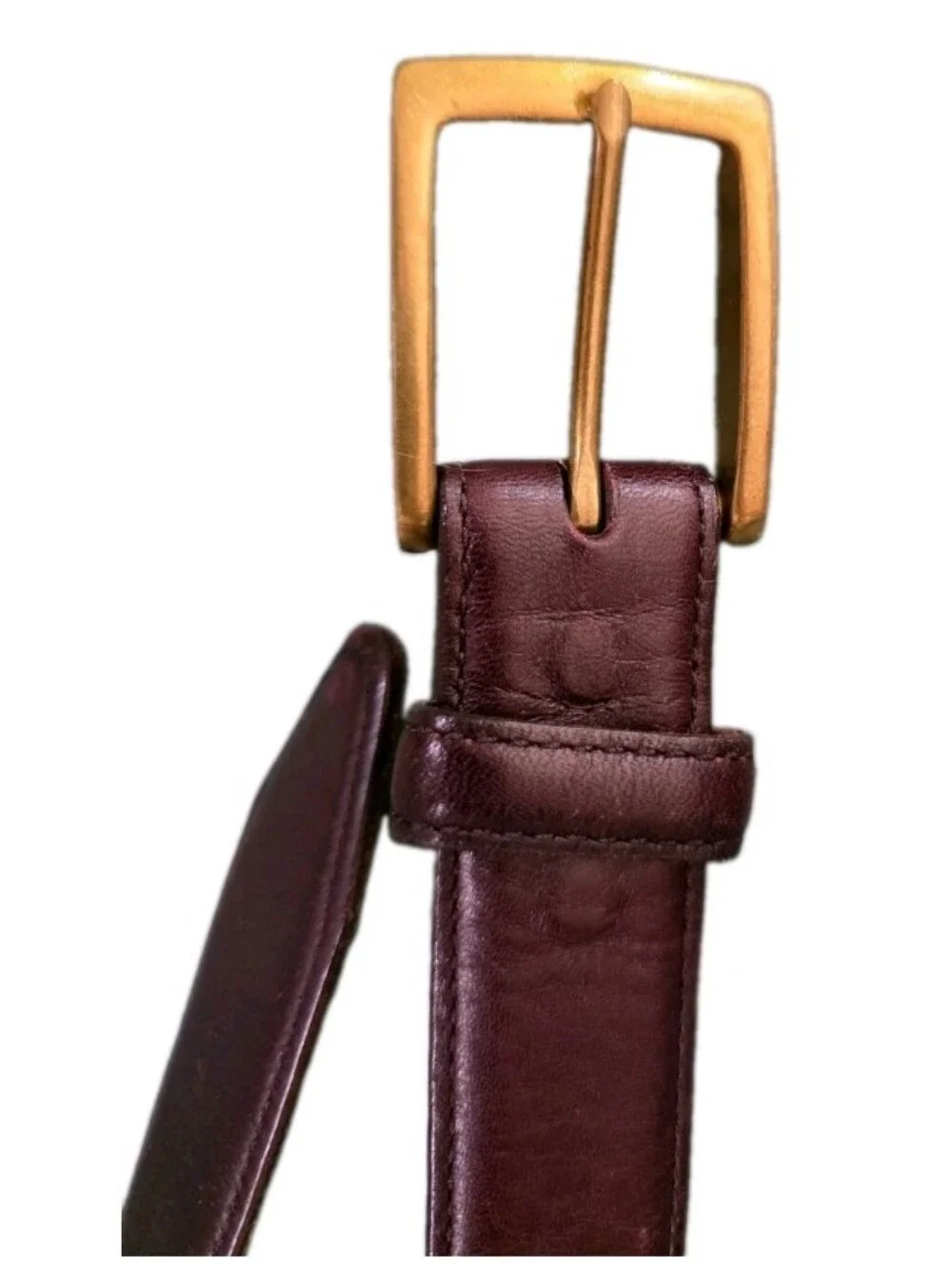 Allen Edmonds Poplar Sz 44 Belt Cordovan w/ Brass Double Interchangeable Buckle